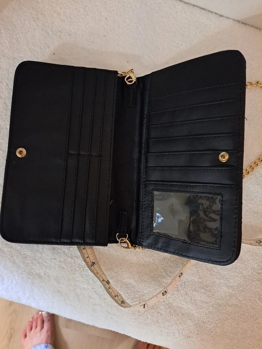 Adrienne Vitadini Black Crossbody Wallet with Gold Chain/Hardware